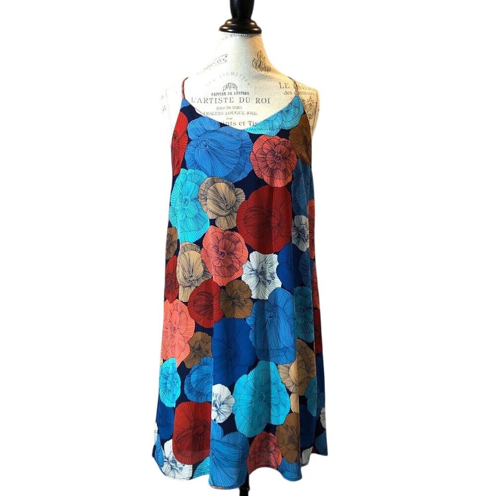 Verse Trapeze Dress‎ Womens Small Sleeveless Flowy Bold Floral Racer Back Tank
